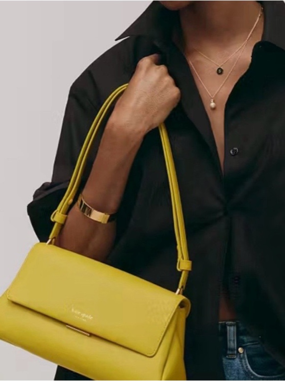 Kate Spade New York Butter Yellow Leather Shoulder Bag 90s Minimalist